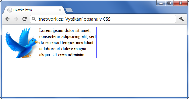 Ukázka nastavení vytékání v CSS - Pozicování a velikost - CSS vlastnosti