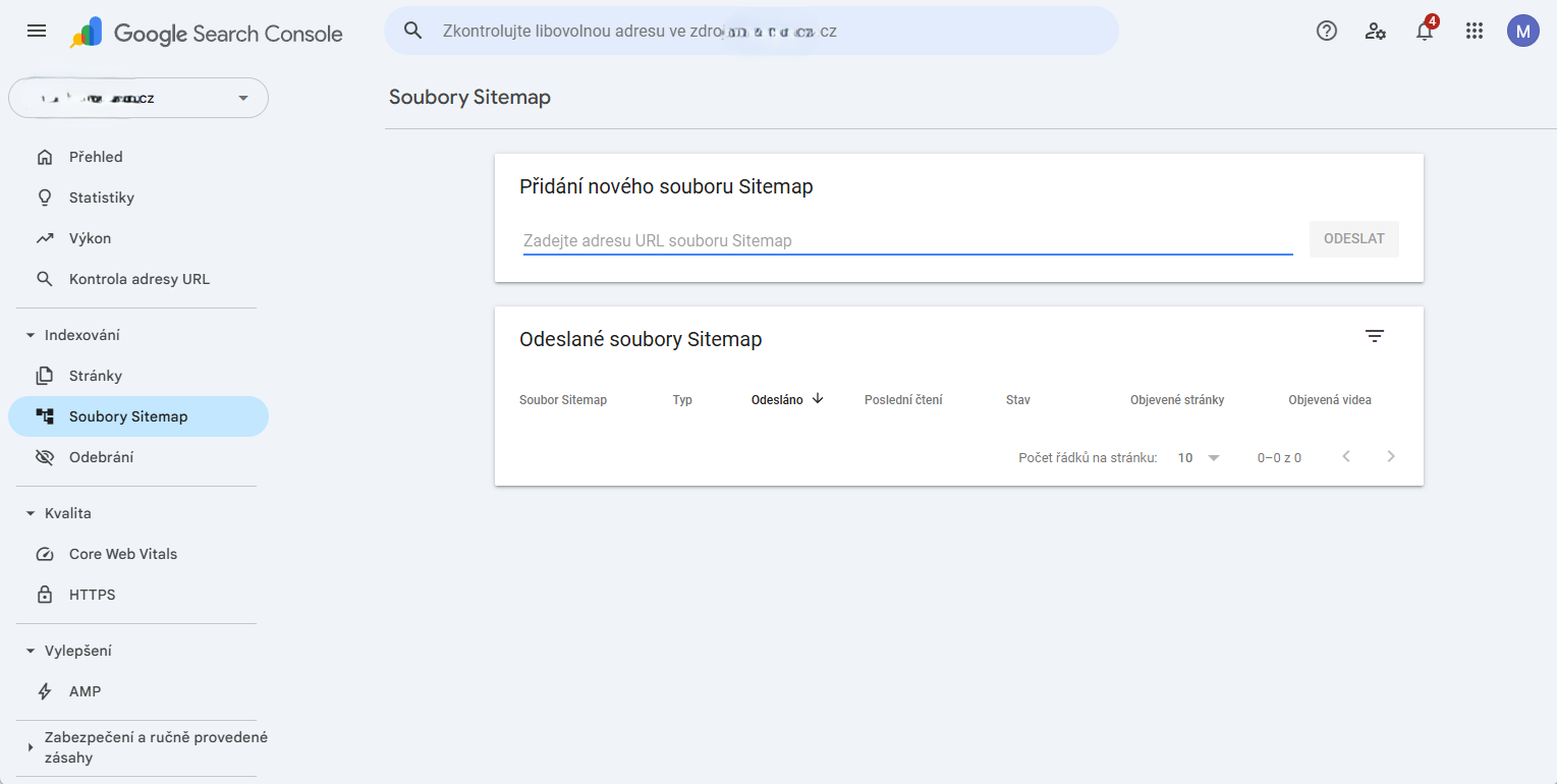 Přidání nového souboru Sitemap v Google Search Console - SEO - Optimalizace webů pro vyhledávače