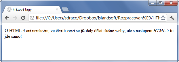HTML tag em označující zdůraznění - Textové tagy - Český HTML 5 manuál