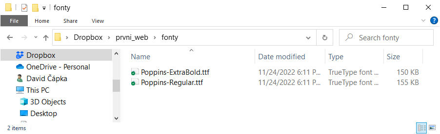 Složka s fonty
