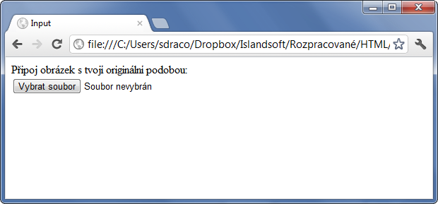 Ukázka formulářového pole input typu file - Formuláře - Český HTML 5 manuál