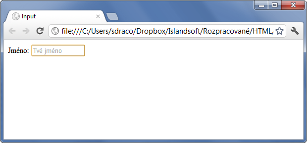 Ukázka formulářového pole input typu text - Formuláře - Český HTML 5 manuál