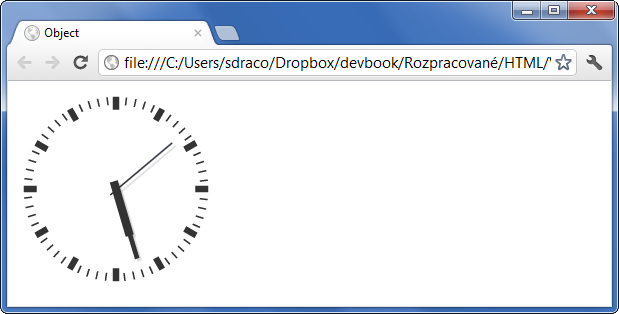 Ukázka použití HTML 5 tagu object k vložení flashových hodin do HTML stránky - Multimédia - Český HTML 5 manuál