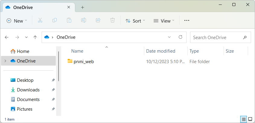 Vytvoření složky v OneDrive - Webové stránky krok za krokem