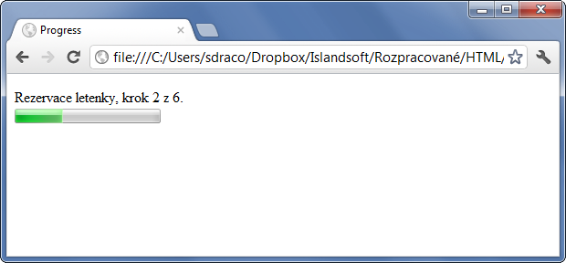 Ukázka použití HTML 5 tagu progress - Ostatní tagy - Český HTML 5 manuál
