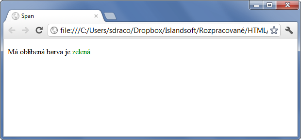 Ukázka použití HTML 5 tagu span k ostylování textu - Ostatní tagy - Český HTML 5 manuál