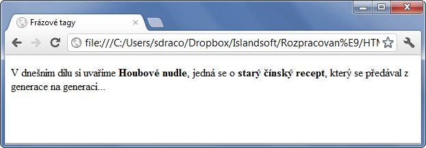 HTML tag strong označující silné zdůraznění - Textové tagy - Český HTML 5 manuál