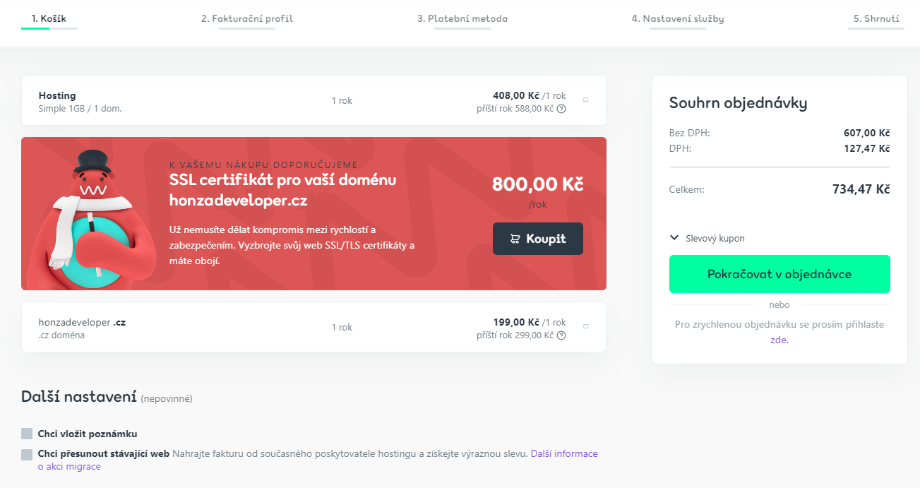 Náhled košíku - Moderní webdesign
