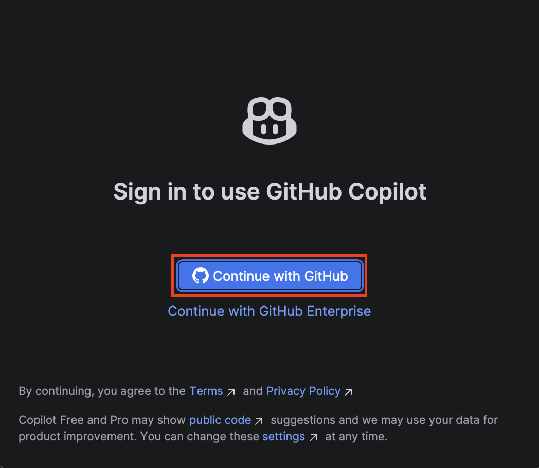 Přihlášení do GitHub Copilota v IntelliJ IDEA. - Základní konstrukce jazyka Java