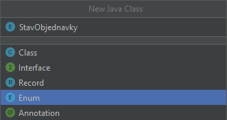 Přidání Java Enum v IntelliJ - Objektově orientované programování v Javě