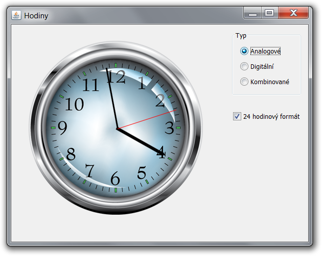 Analogové hodiny v Java Swing