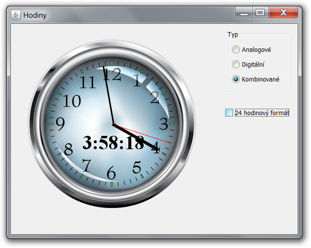 Analogové a digitální hodiny v Java Swing - Swing - Okenní aplikace v Javě