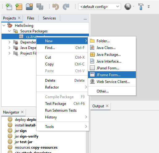 Nový JFrame Form v NetBeans - Základy Java Swing