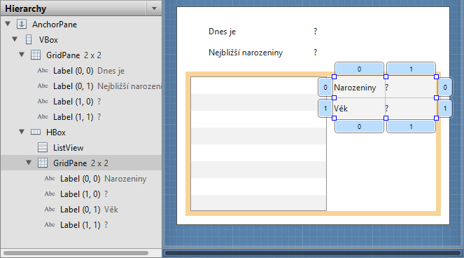 Tvorba formuláře JavaFX aplikace - Java FX - Okenní aplikace