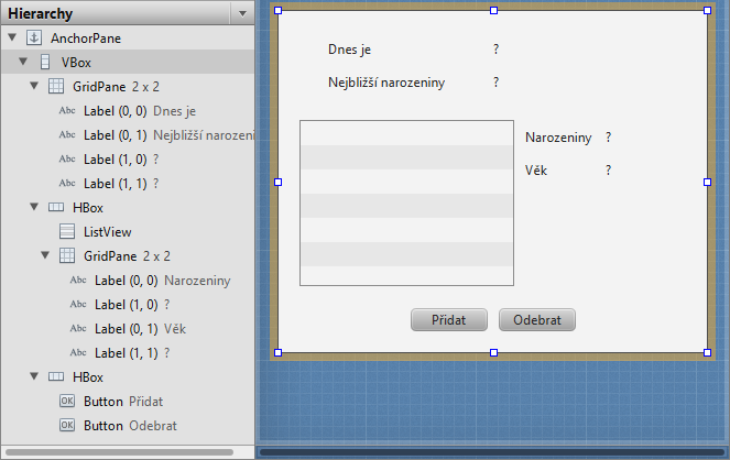 Tvorba formuláře JavaFX aplikace - Java FX - Okenní aplikace