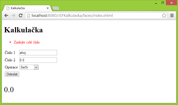 Validace formulářů v JSF - JEE - Java Enterprise Edition