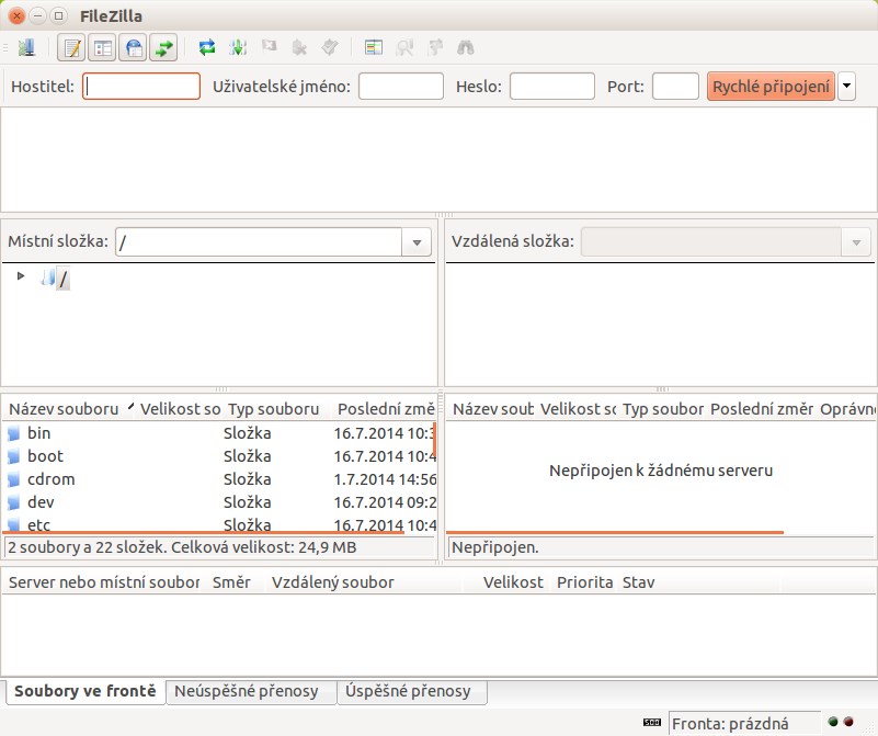 FileZilla - Základy Linuxu