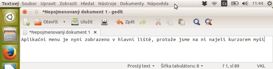 Aplikační menu v Linuxu Ubuntu - Základy Linuxu