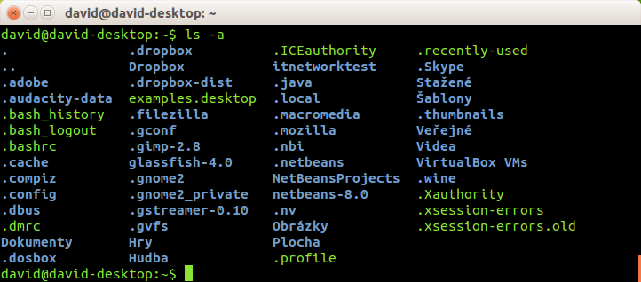 Příkaz ls k výpisu obsahu aktuálního adresáře v Bash včetně skrytých souborů - Základy Linuxu