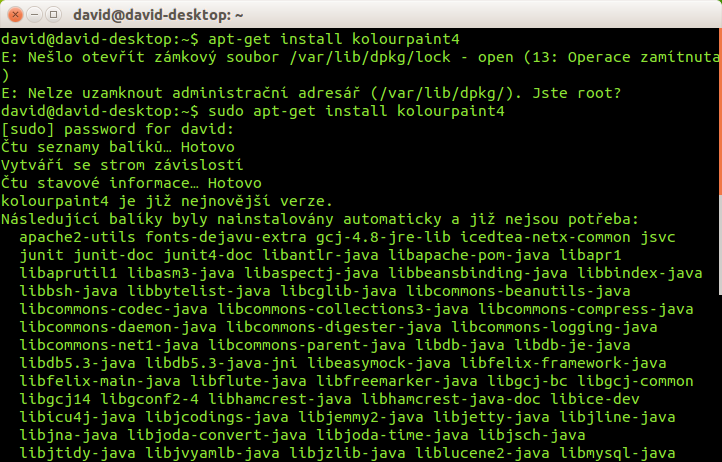 Instalace balíčku v terminálu Linuxu pomocí sudo a apt-get - Základy Linuxu