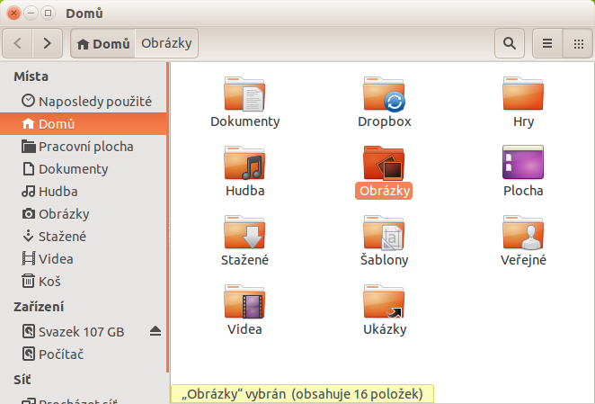 Domovský adresář v Nautilu - Základy Linuxu