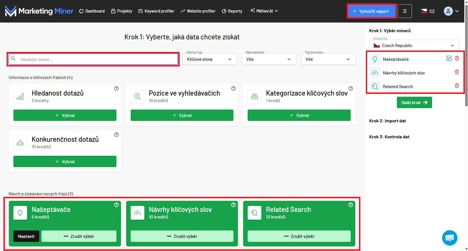 Návrhy klíčových slov v Marketing Mineru - Jak psát moderní web (HTML a CSS)