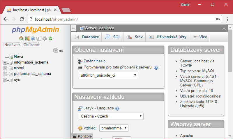 phpMyAdmin - Databáze v PHP pro začátečníky