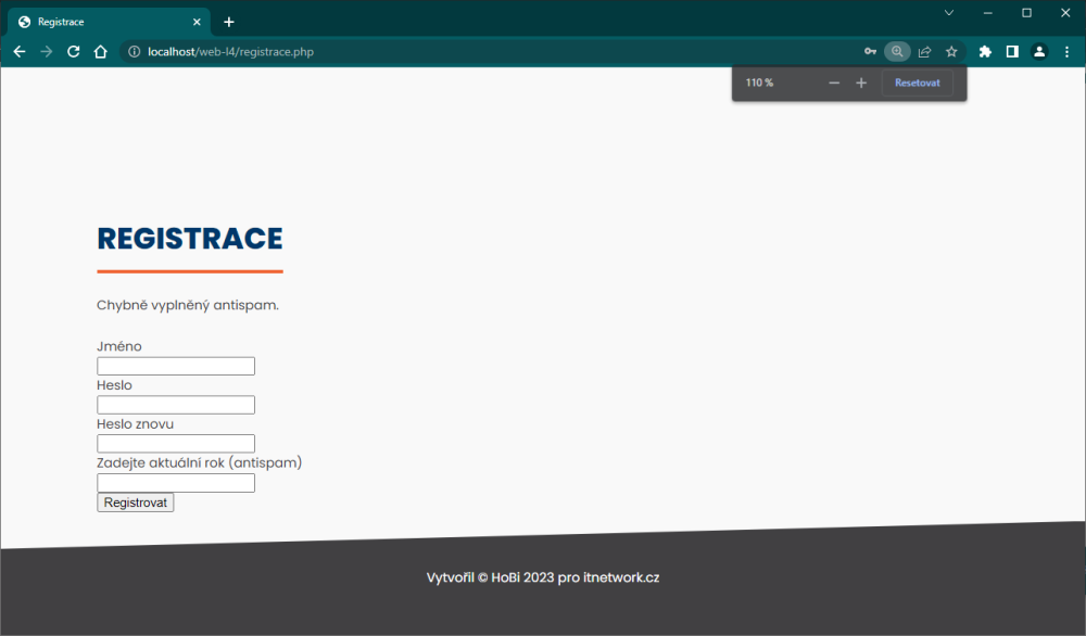 Registrace uživatele do systému v PHP - Databáze v PHP pro začátečníky