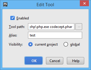 Přidání Command Line Tool v PhpStorm - Testování v PHP