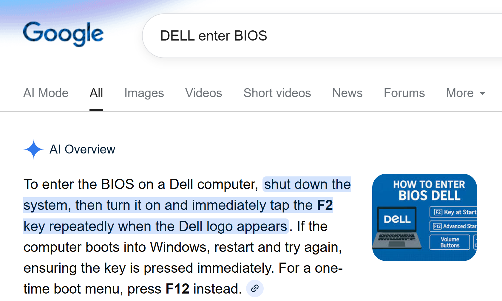 Vstup do BIOSu pro počítače DELL