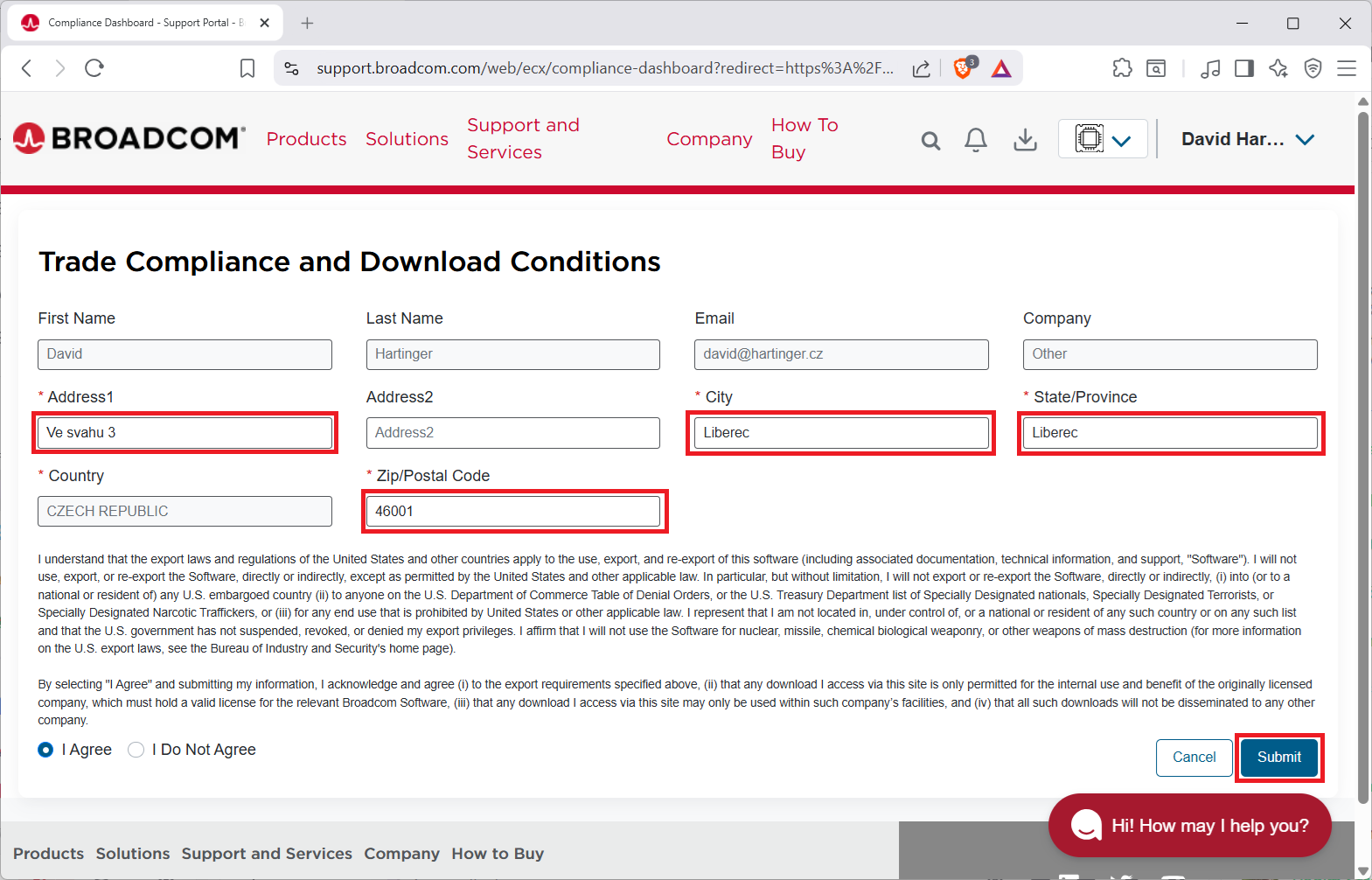 Vyplnění dalších údajů pro stažení VMware - Základy Windows