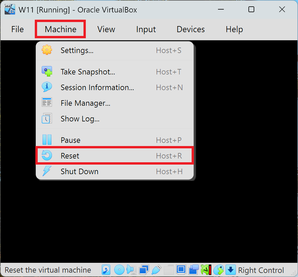 Restartování virtuálního stroje - Základy Windows