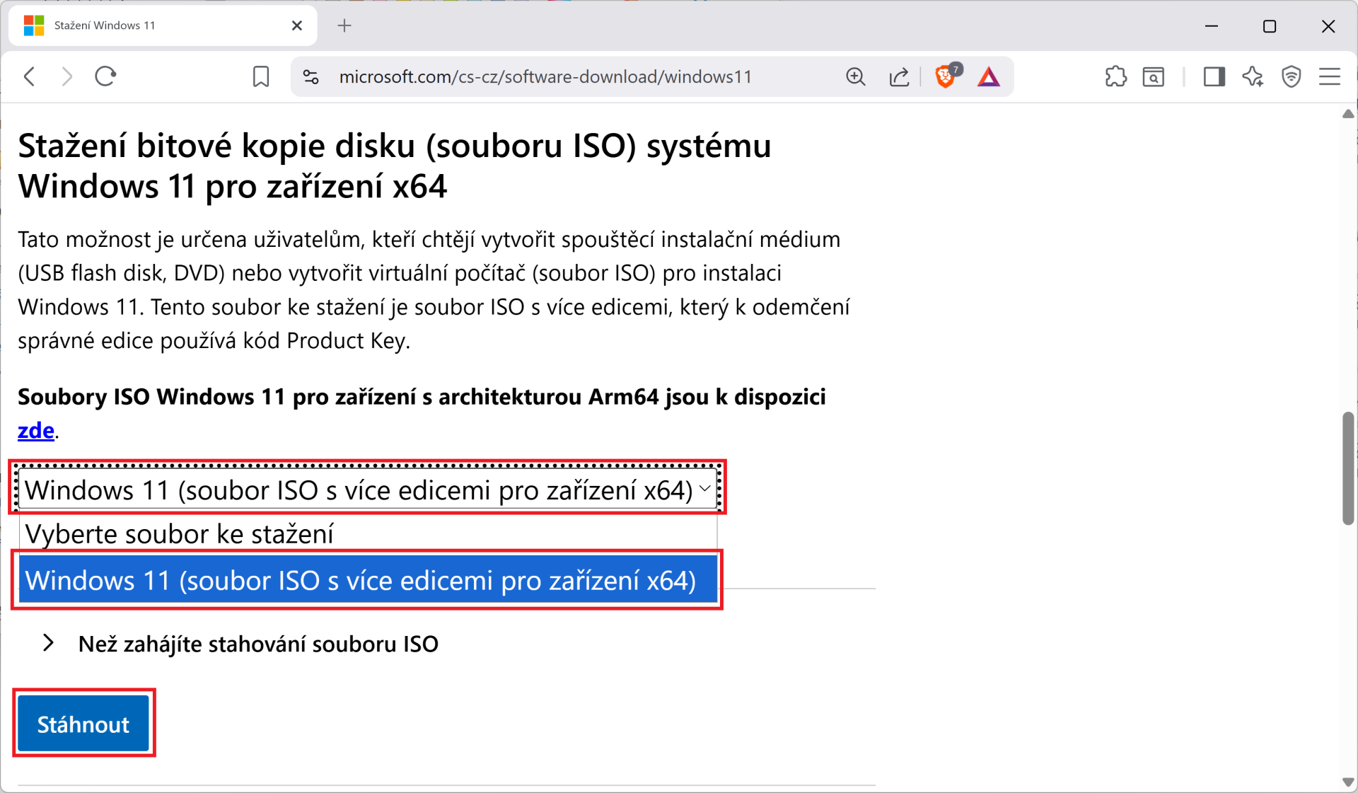 Stažení ISO souboru Windows - Základy Windows