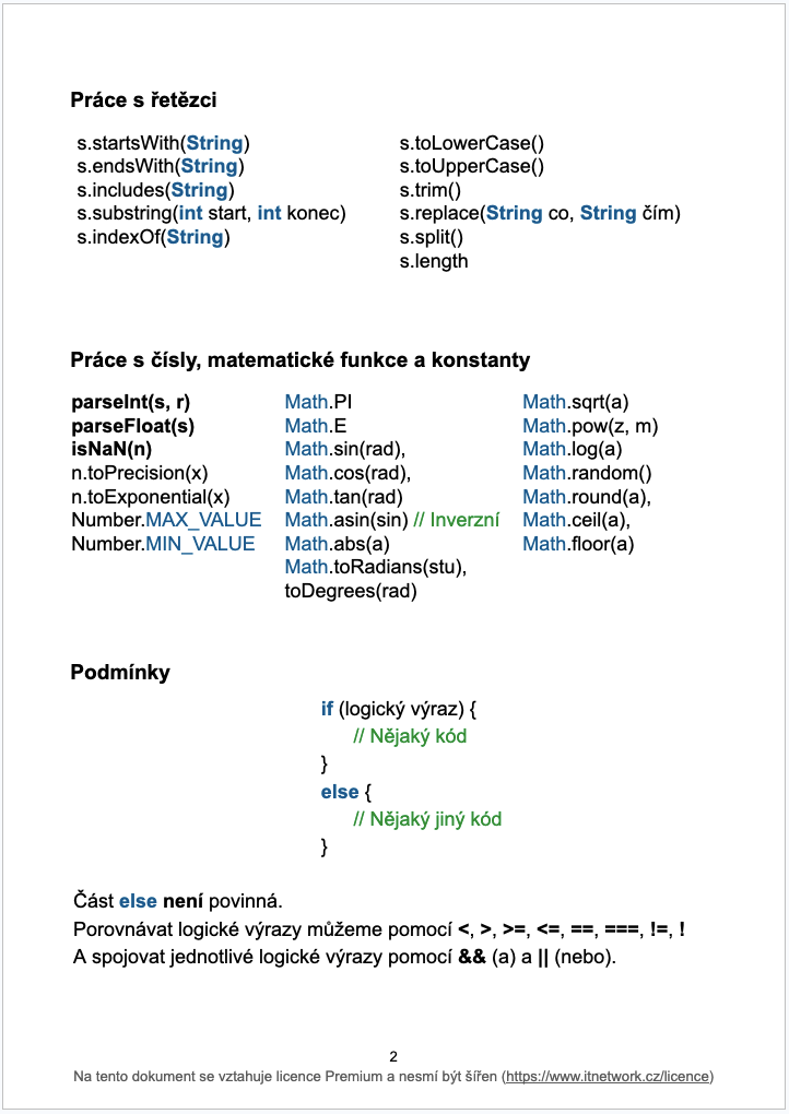 Základní konstrukce jazyka JavaScript