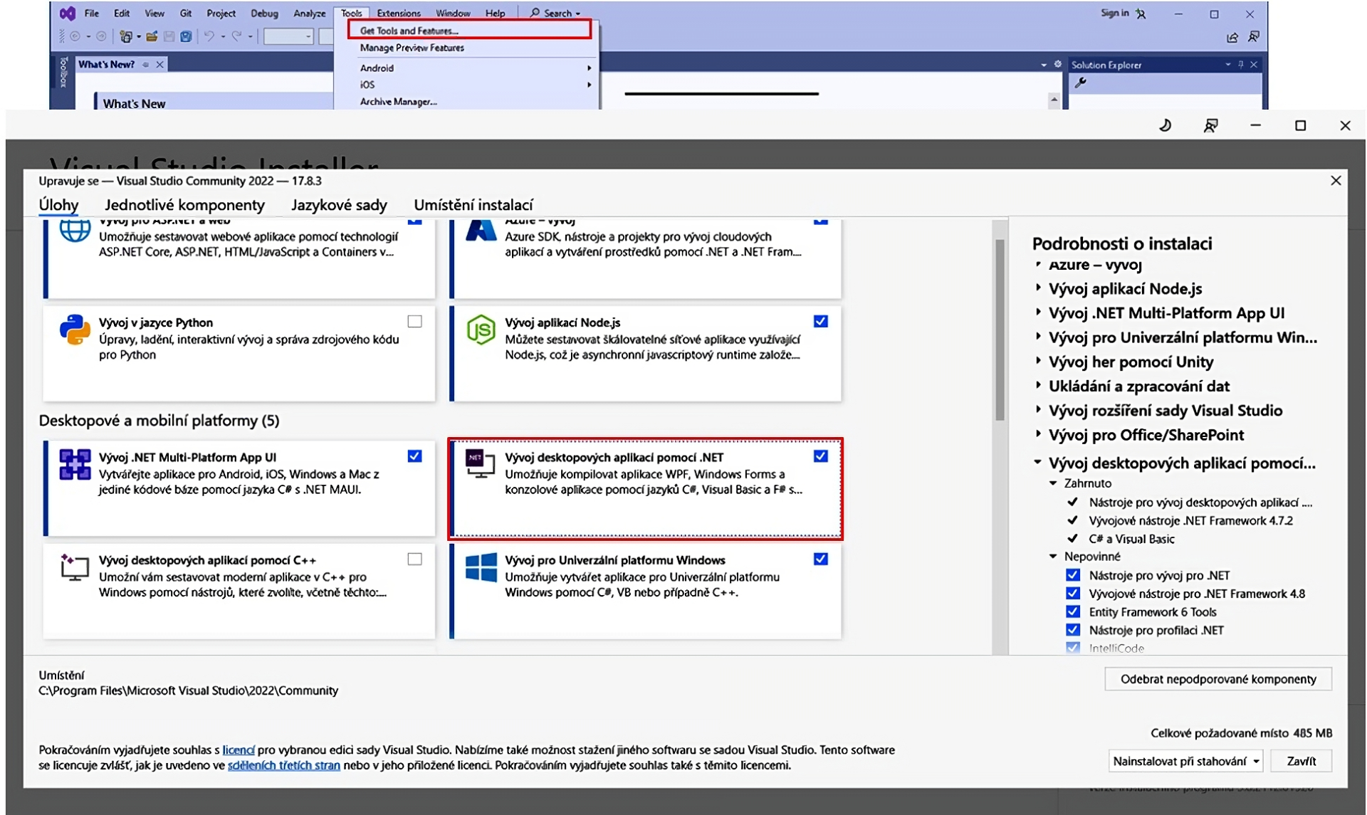 instalace wpf v visual studiu - WPF - Okenní aplikace v C# .NET