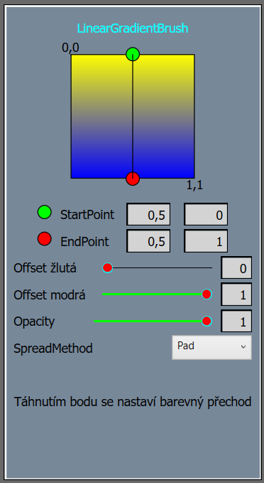 Štětec LinearGradientBrush v C# .NET WPF - WPF - Okenní aplikace v C# .NET