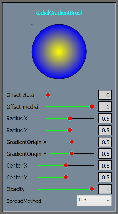 Štětec RadialGradientBrush v C# .NET WPF - WPF - Okenní aplikace v C# .NET