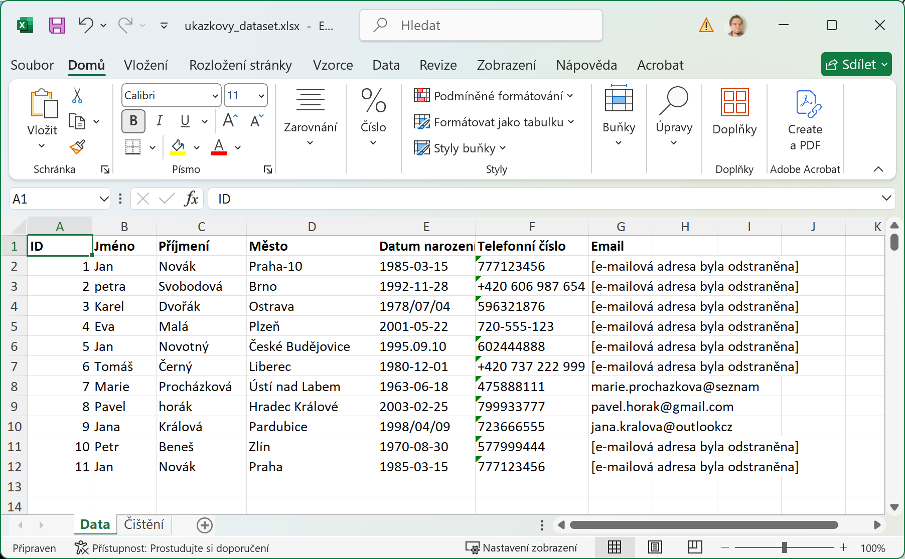 Čištění dat v MS Excel - Úvod do datové analýzy a obchodního rozhodování