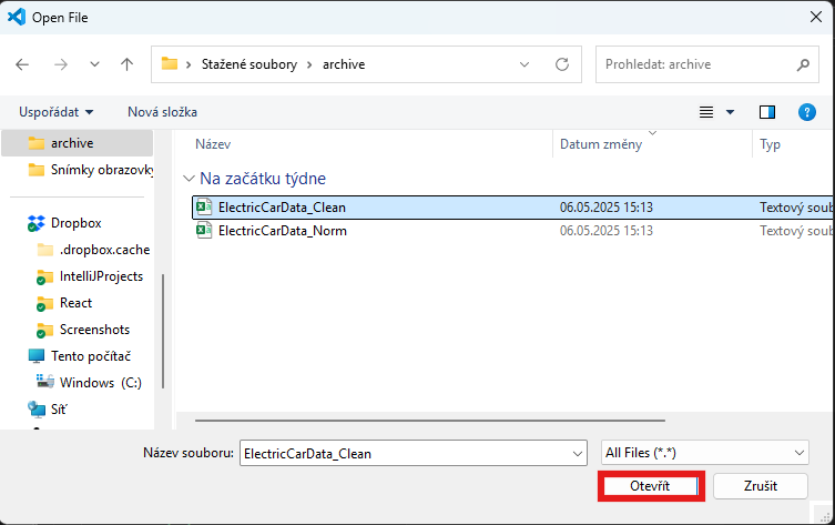 Otevřeme soubor s naším datasetem - Úvod do datové analýzy a obchodního rozhodování