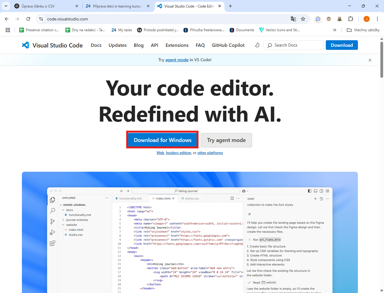 Stažení editoru VS Code - Úvod do datové analýzy a obchodního rozhodování