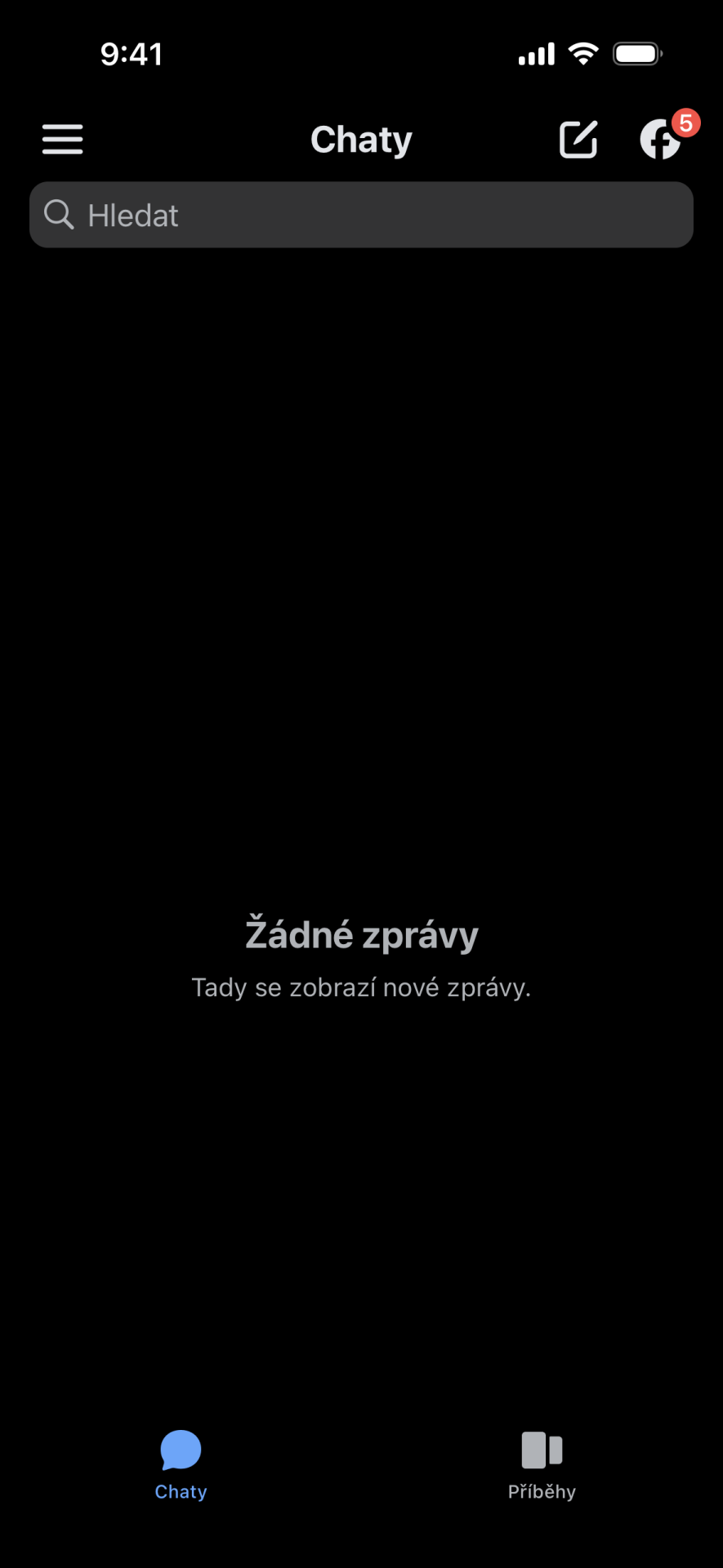 Domovská stránka messengeru na iPhone - Využívání aplikací na telefonu a tabletu