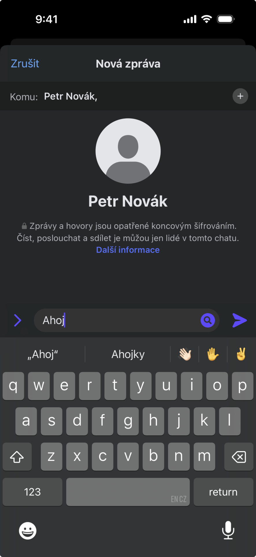 Nová zpráva v aplikaci Messenger na iPhonu - Využívání aplikací na telefonu a tabletu