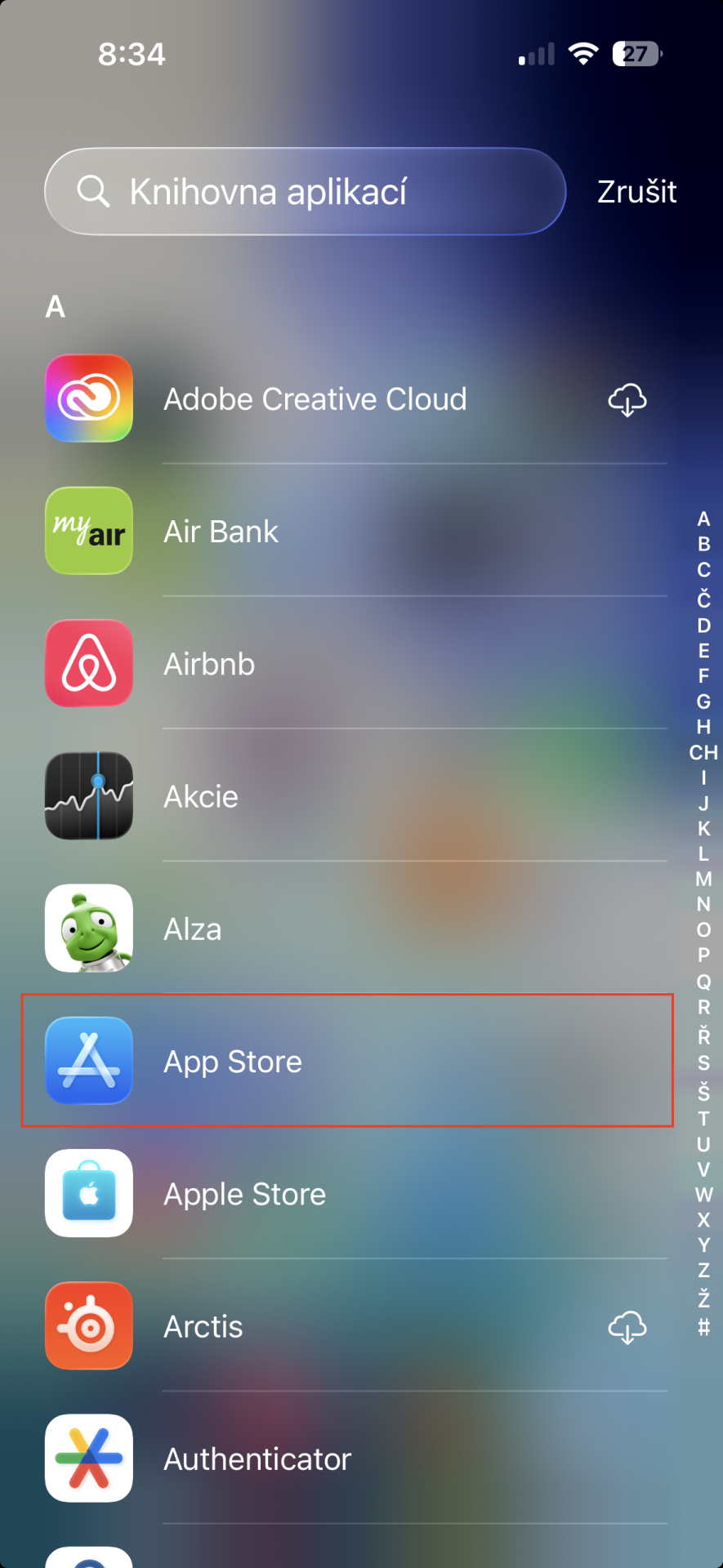 Aplikace App Store v knihovně aplikací na iPhone - Využívání aplikací na telefonu