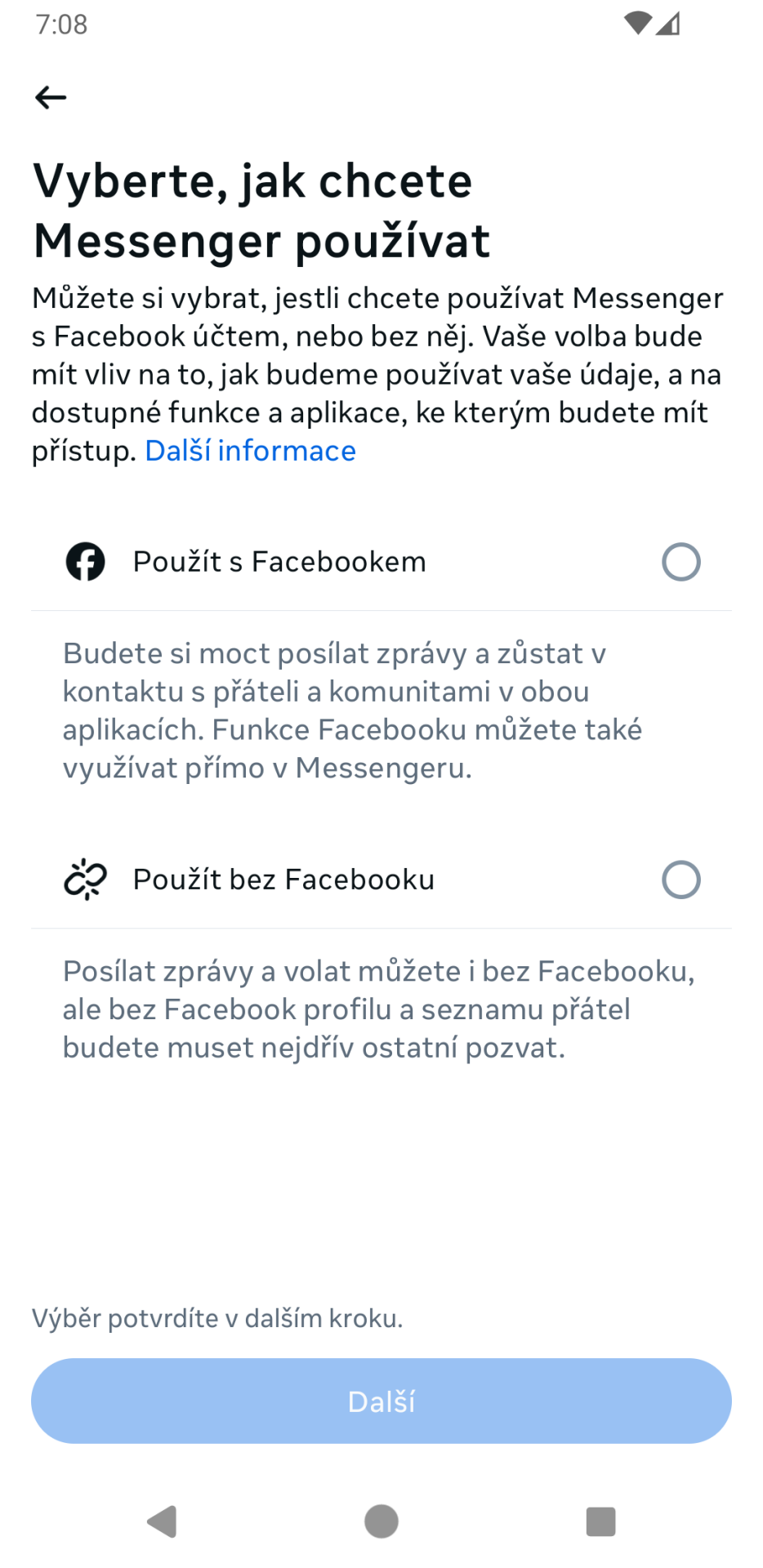 Způsob použití aplikace Messenger - Využívání aplikací na telefonu a tabletu