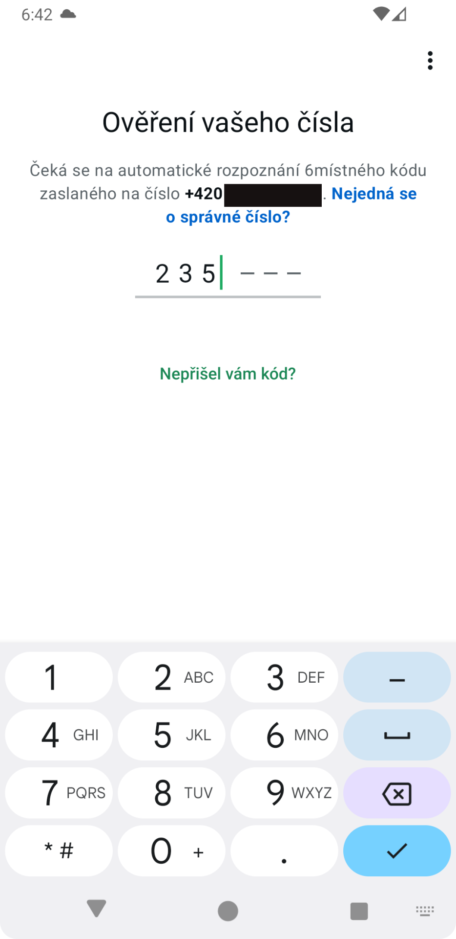 Ověření telefonního čísla - Využívání aplikací na telefonu a tabletu
