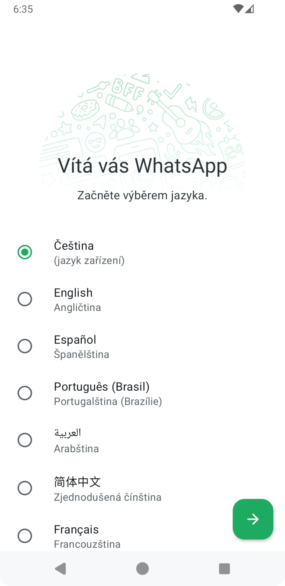 Úvodní obrazovka WhatsApp - Využívání aplikací na telefonu a tabletu
