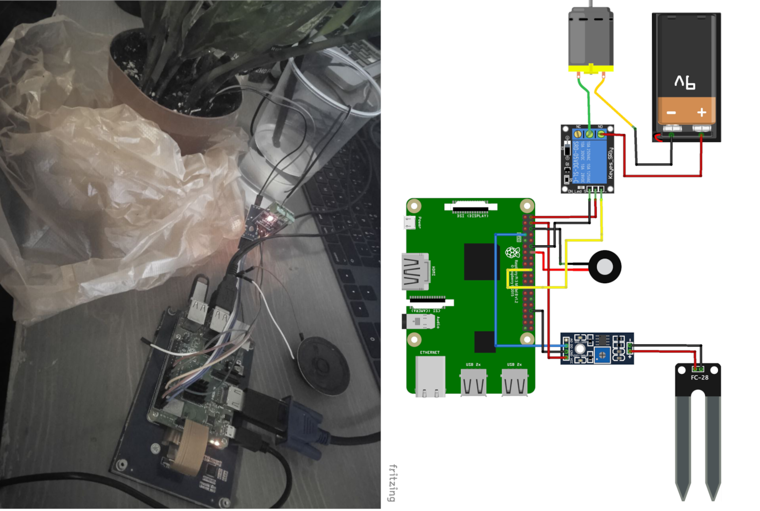Výsledné zapojení - Raspberry Pi