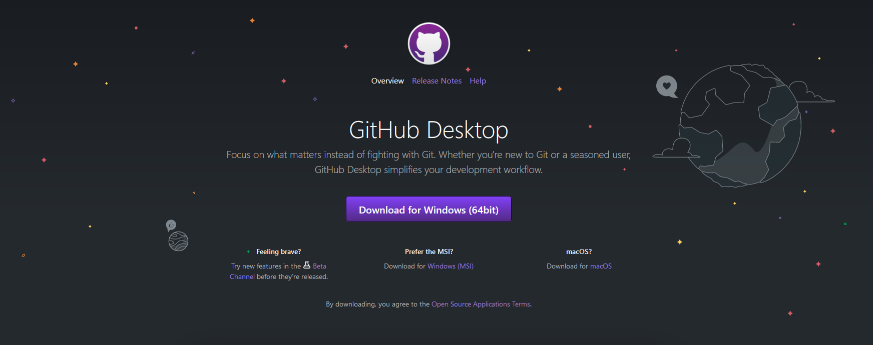 Stránka Github Desktop - Git