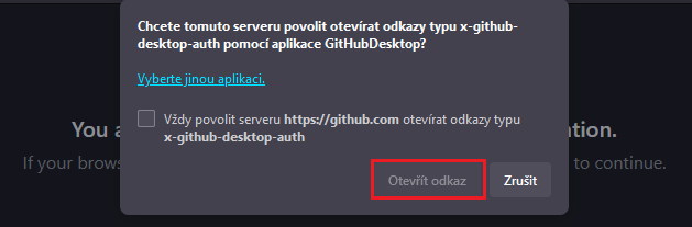 Povolení otevírání odkazů - Git