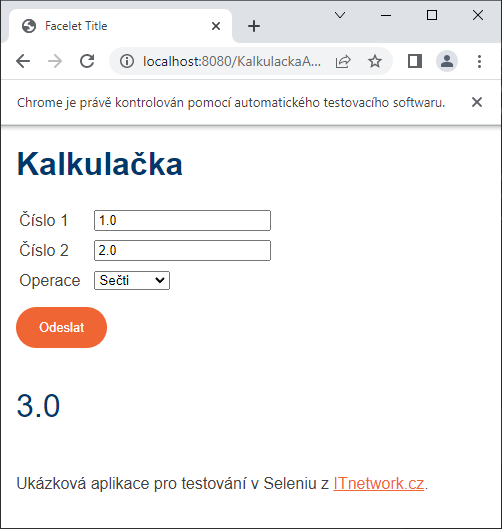 Testování kalkulačky v Seleniu